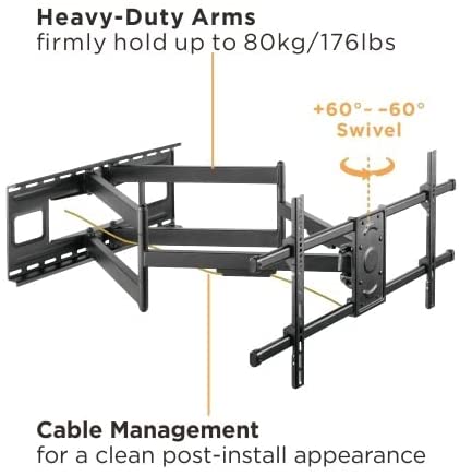 حامل تلفزيون جداري متحرك بذراع طويلة – احترافية وثبات - HEAVY-DUTY FULL-MOTION TV WALL MOUNT WITH LONG ARM EXTENSION HAM-1075 - SafeBox Company - شركة الصندوق الامن