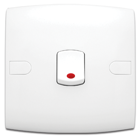 مفتاح 20 أمبير ثنائي القطبية مفرد مع لمبة ومربط أرضي 7x7