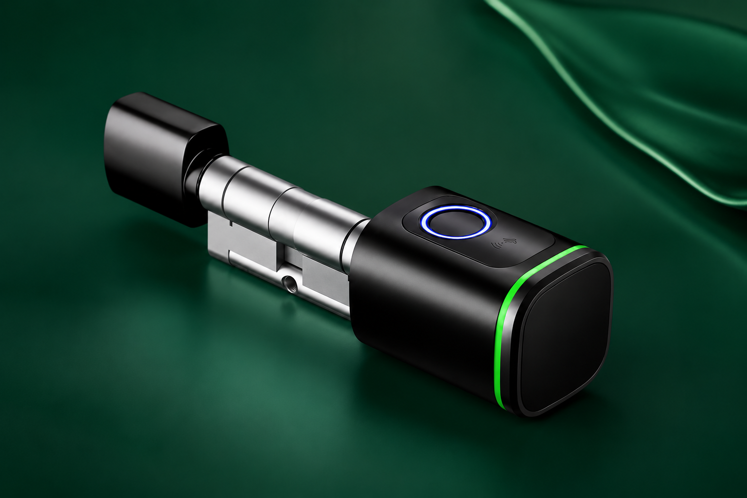 ENOX R3F | Smart Cylinder Door Lock | Fingerprint + App | Black / Silver