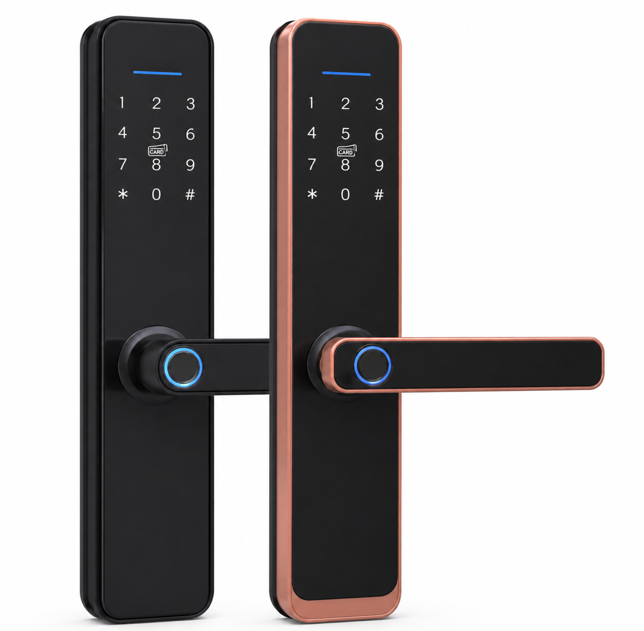 ENOX R8 | قفل ذكي ألمنيوم | بصمة + 5 طرق | مزلاج متعدد | TTlock / Tuya | 3 ألوان