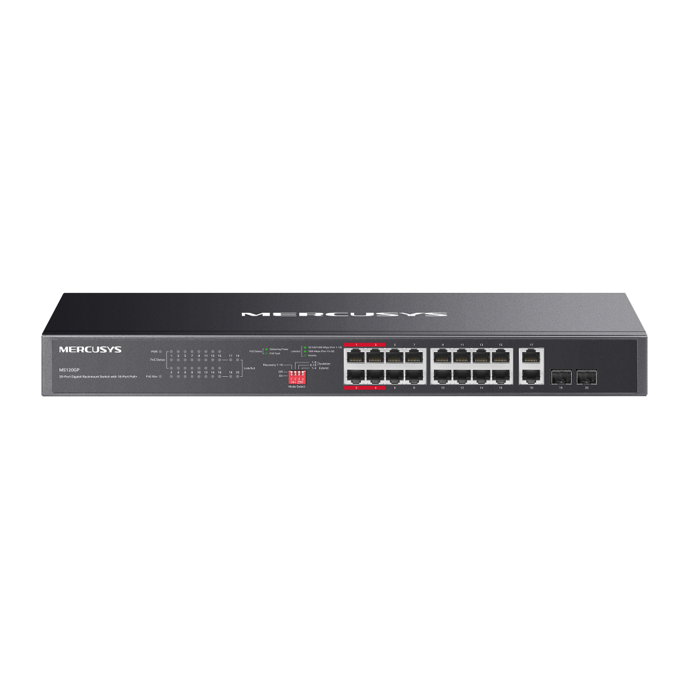 MS120GP – سويتش جيجابت بـ 20 منفذ مع دعم PoE