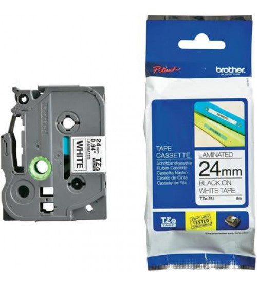 شريط ملصقات مغلف BROTHER TZE-251، 8 متر، عرض 24 مم