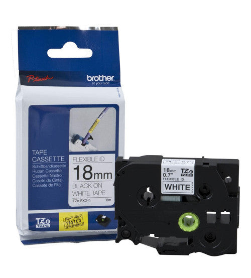 شريط ملصقات لتغليف الكابلات BROTHER TZE-FX241، 8 متر، عرض 18 مم