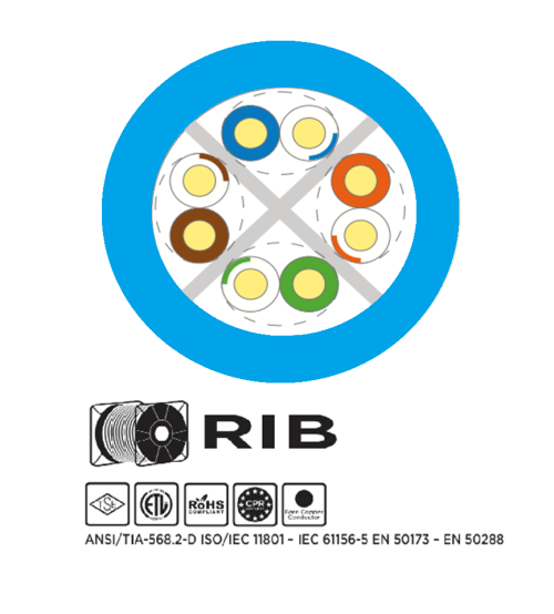 كابل شبكة BNET CABLING SOLUTIONS B-C6UC24PV-BL، 305 متر CAT6