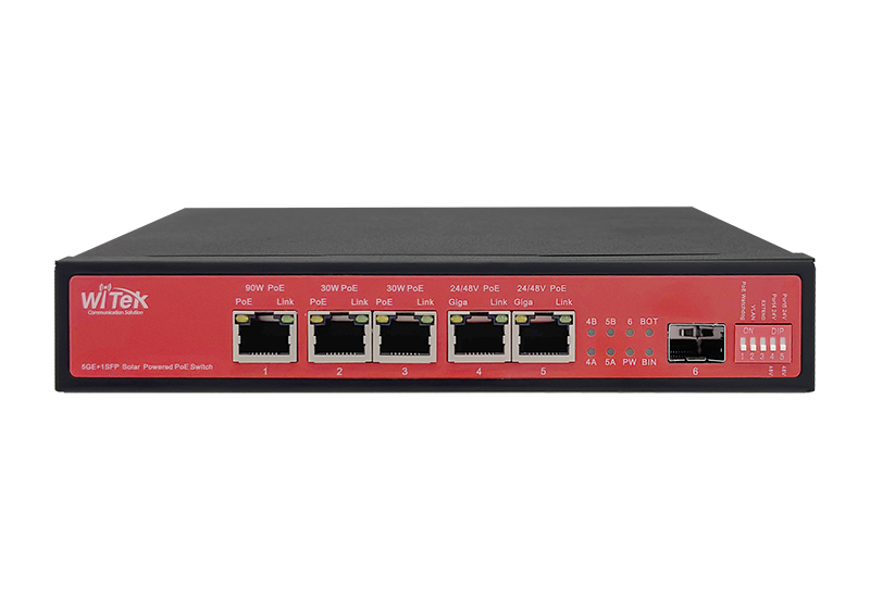سويتش PoE مع UPS Wi-Tek WI-PS306GF-UPS-15A V2 - 5 منافذ جيجابت + SFP بقدرة 120W
