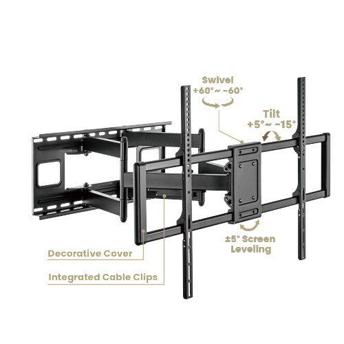 حامل تلفزيون جداري متحرك ثقيل – قوة وثبات فائق حتى 120 بوصة - HEAVY-DUTY FULL-MOTION TV WALL MOUNT HMD-744 - SafeBox Company - شركة الصندوق الامن