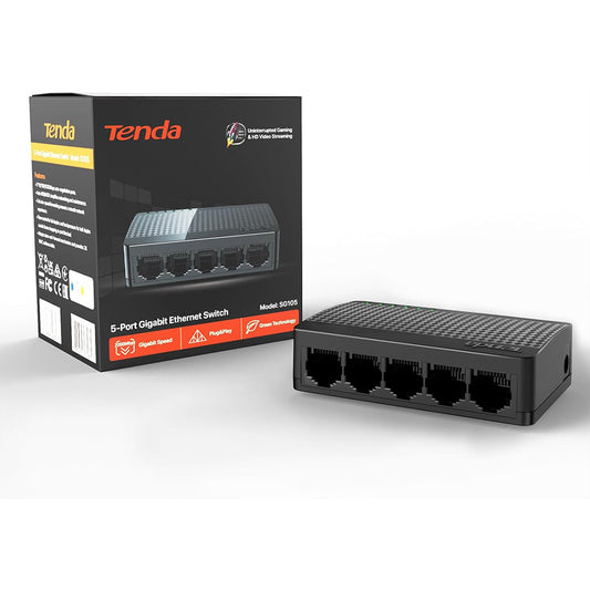 Tenda SG105 سويتش 5 منافذ Gigabit – سرعة وأداء مثالي للشبكات