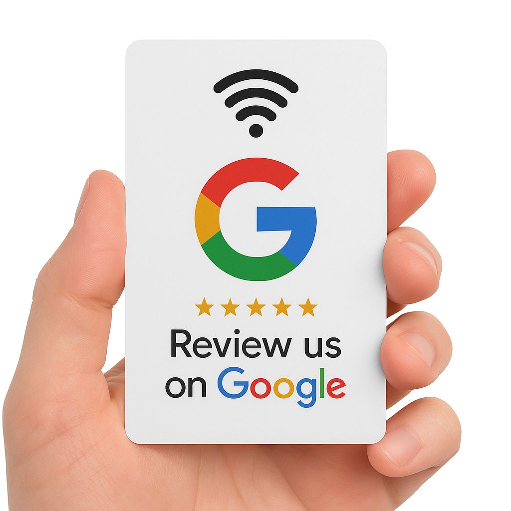 كرت تقييم Google NFC الذكي | حوّل كل عميل راضٍ إلى 5 نجوم ⭐