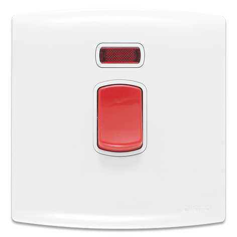 مفتاح 45 أمبير ثنائي القطب مفرد مع لمبة أشارة 7×7