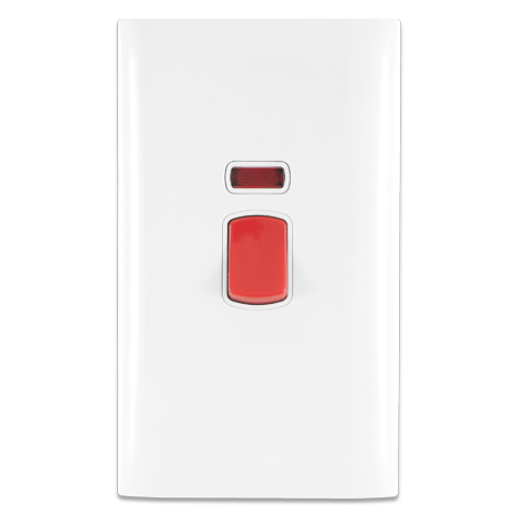 مفتاح 45 أمبير ثنائي القطب مفرد مع لمبة أشارة 7×14