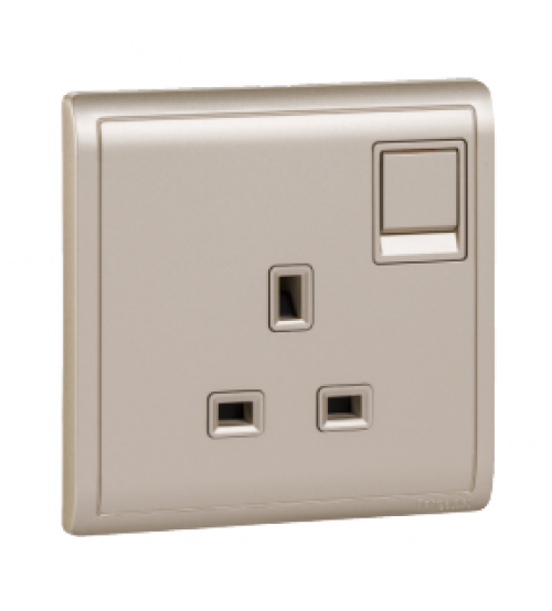 مقبس كهربائي 13A بمفتاح وتأريض مزدوج Schneider Electric E8215D_WG، 13A